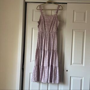 Lavender Checkered Floral Sleeveless Dress - good condition - size 16